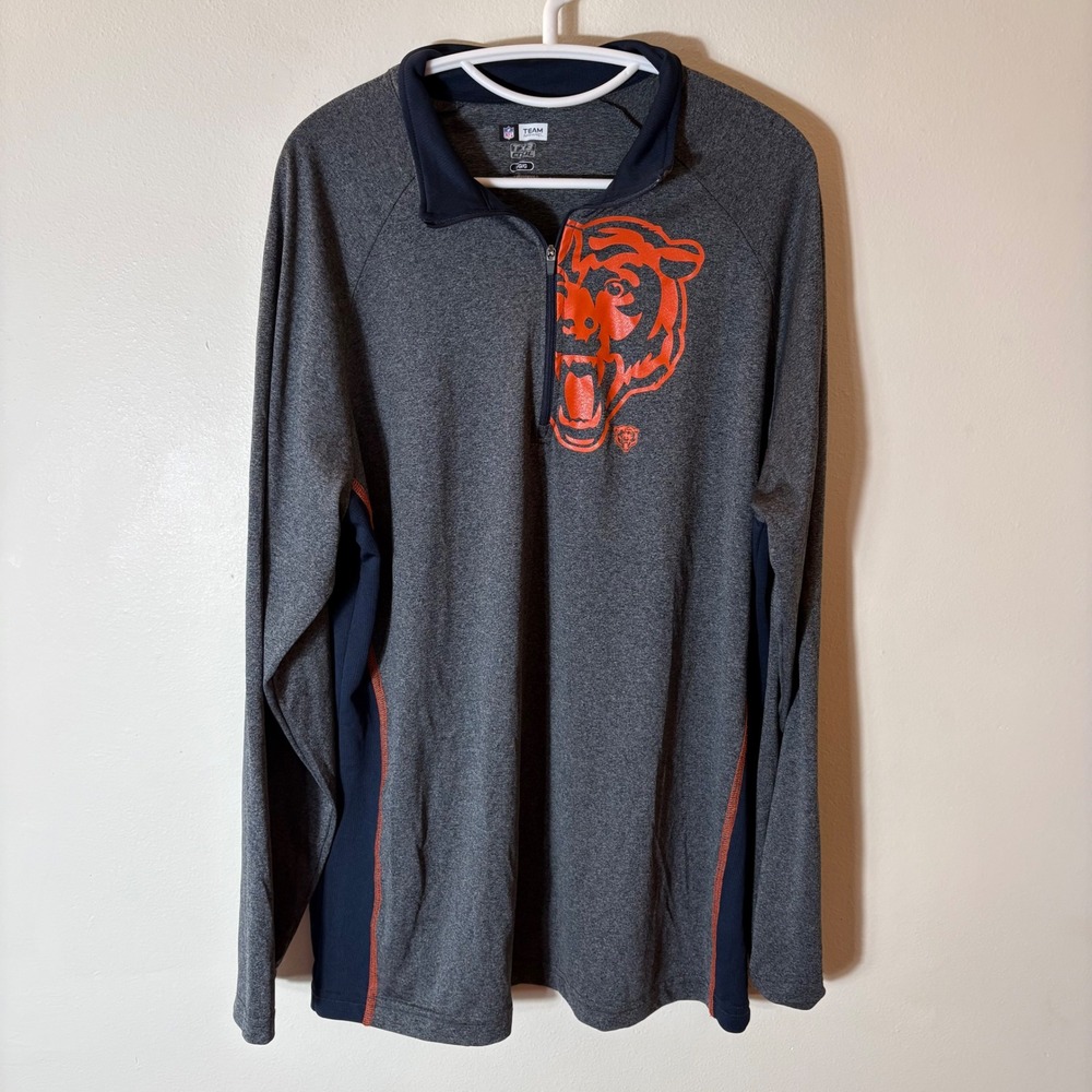 NFL Chicago Bears Team Apparel Quarter Zip Pullover Long Sleeve Men Size Large